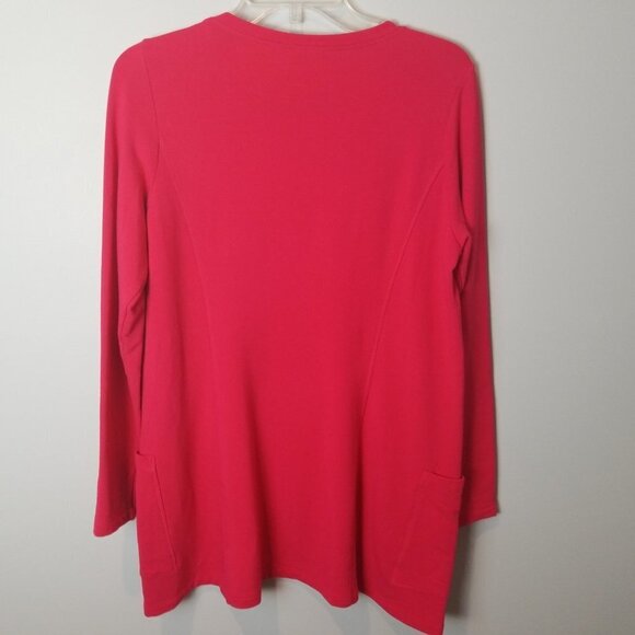 Susan Graver Weekend Pink Fleece Tunic pockets - Picture 5 of 6